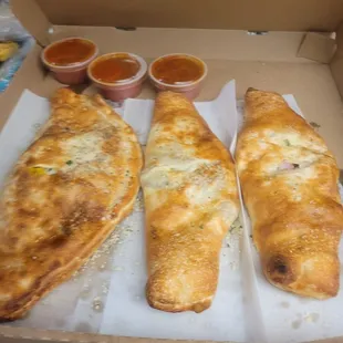 Strombolis an meatball rolls