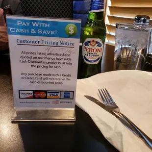 This means add 4% to menu prices if paying with plastic