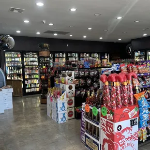 the inside of a liquor store