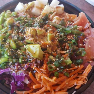 It's magically delicious! An ahi and spicy tuna poke bowl.
