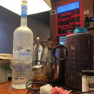 a bottle of vodka on a table