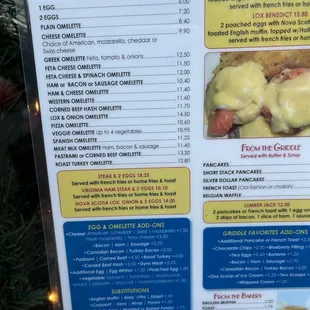 Breakfast menu