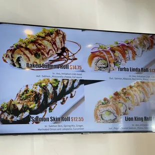 Sushi Menu