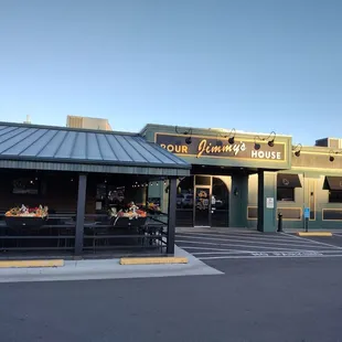 Outside the restaurant