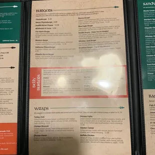Second half of menu