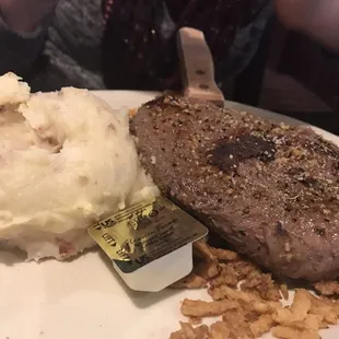 Sirloin Steak Dinner with a side of Mashed Potatoes ($13.99 for an 8oz steak)