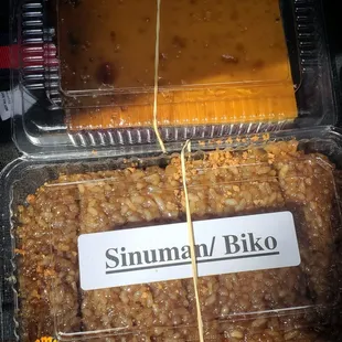 Top: ube biko topped w flan (not as sweet as the regular biko)