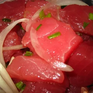 Ahi Shoyu Poke Close-up (Look how BIG the cubes are!)