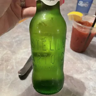 Bloody Mary chaser, a little bottle of Stella