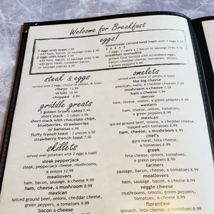 Menu as of 08/18 for breakfast, one page.
