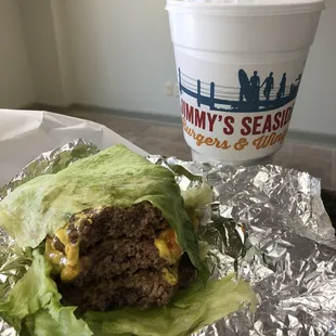 Low Carb triple cheese burger! Delicious!