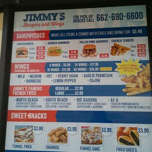 a menu for jimmy's