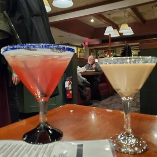 Pomegranate martini and espresso martini