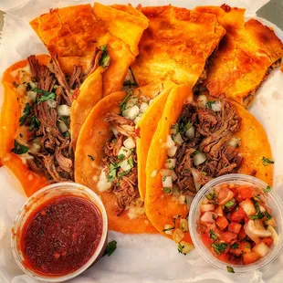 Birria Tacos and Quesobirria Quesadilla