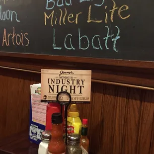 a menu on a blackboard