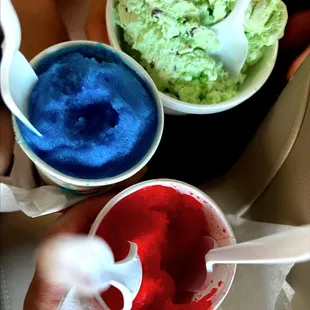 Wooder ice season...watermelon, blueberries, mint chip