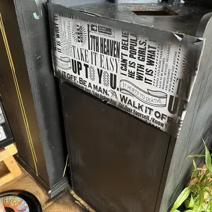 Trash can are, might want to wipe here and was this painted on top of tile lol