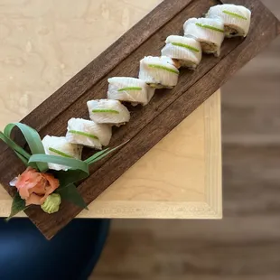 June 14, 2022: spicy hamachi roll * avocado. cucumber. lime zest. yuzu sauce. spicy mayo