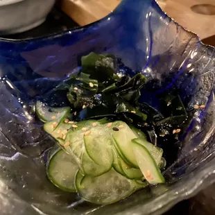 Seaweed and cucumber salad. Real seaweed.