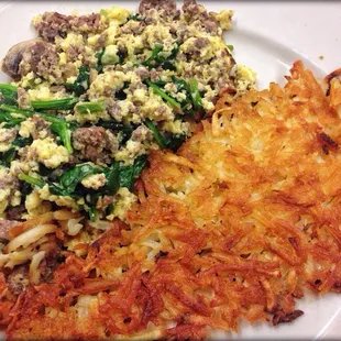 &quot;Joe&apos;s Special&quot; hash browns was good &apos;n not greasy but ground beef was very bland