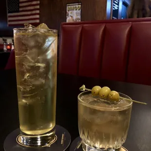 Jim's alley tonic &amp; gin, dirty martini