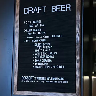 Beer selection as of July 2023