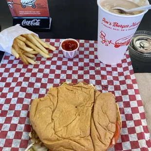 6 inch burger fries malt