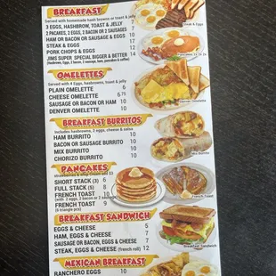 Breakfast menu