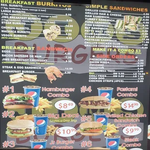 menu and prices