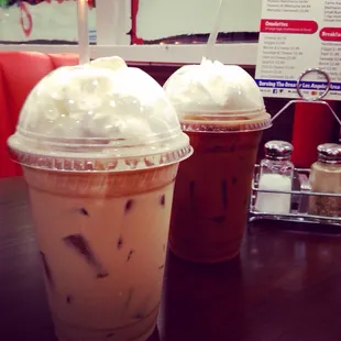 Caramel and mocha iced coffee with whip cream mmmm...