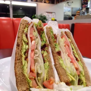 Turkey avocado and bacon sandwich