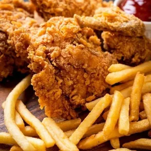 fried chicken and french fries