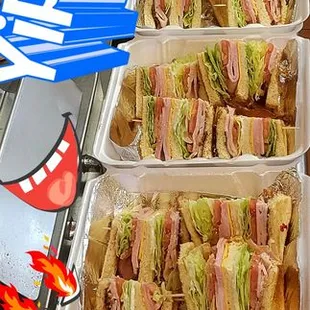 trays of sandwiches and chips