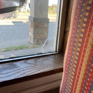 a broken glass window