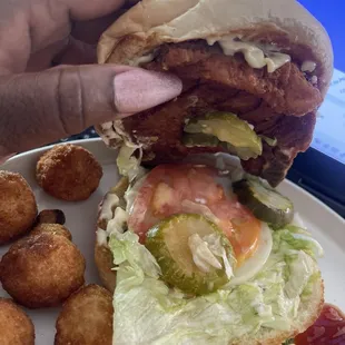 a chicken sandwich and fries