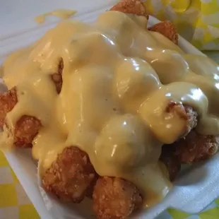 Cheesy tater tots. Big portion!