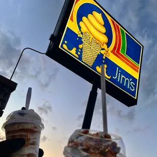 a sign for jim's ice cream