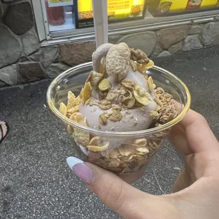 small chocolate soft serve with cereal