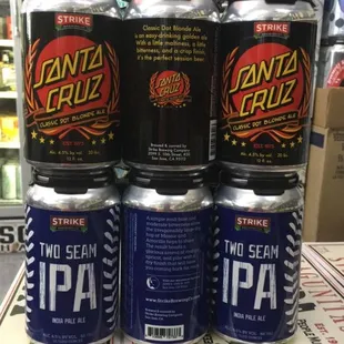 a stack of cans of beer