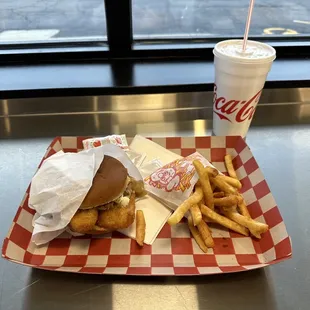 Fish and French Fries. Coke Zero