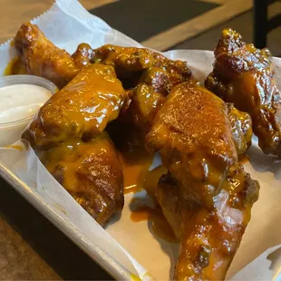 Wings with yummy Yukon gold sauce