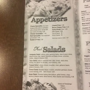 menu