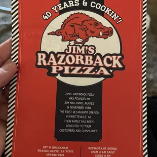 The menu! Woo pig!