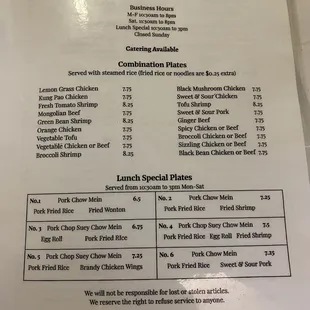 Menu May 2020