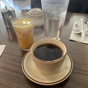 Medium Orange Juice and Coffee