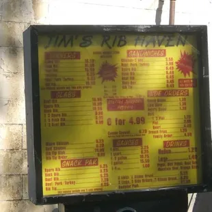The menu