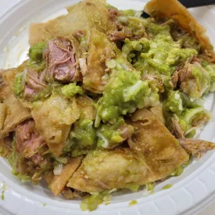 Carnita nachos, massive portions. This is just like 1/4 that my coworker gave me to try.