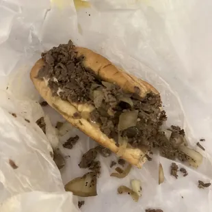 Philly Cheesesteak with American cheese and onions