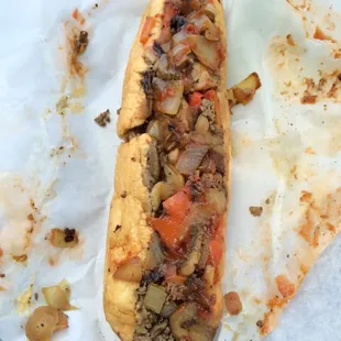 Mushroom cheesesteak with peppers and onions