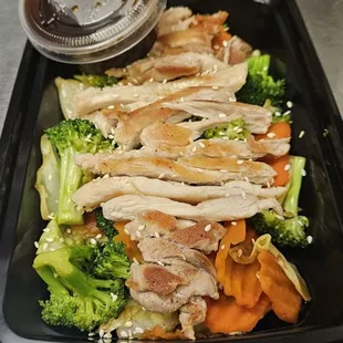 Terayaki chicken in steam fry vegetables.  Was so great.